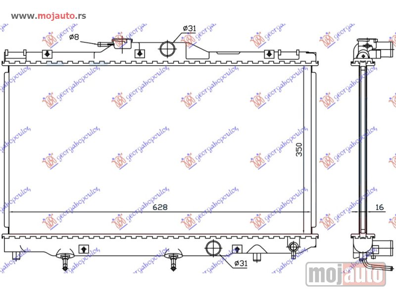 Glavna slika -  HLADNJAK MOTORA 1.4 BENZIN (+/-AC) (630x350) Toyota corolla (e 11) 00-02 -dostupno - MojAuto