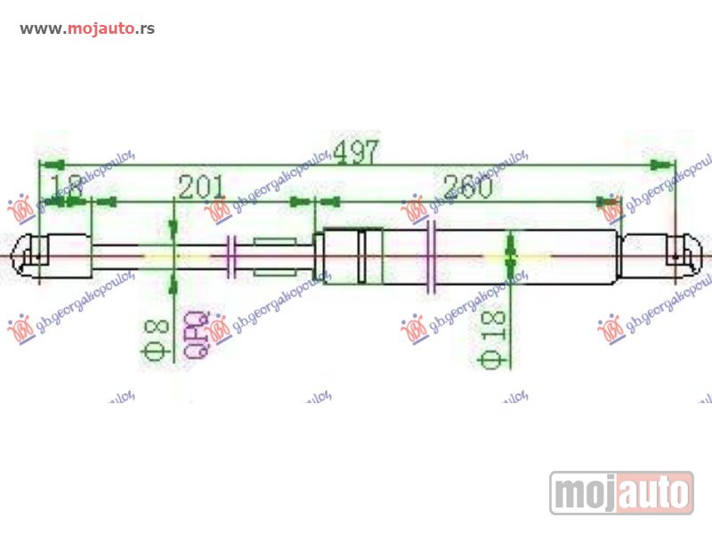 Glavna slika -  AMORTIZER GEPEK VRATA (496L-270N) Daewoo matiz 00-05 -dostupno - MojAuto