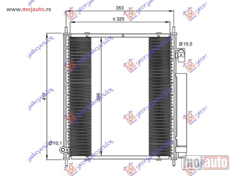 Glavna slika -  HLADNJAK KLIME 1.2/1.4 BENZIN (325x395x16) (-2004) Honda jazz 01-08 -dostupno - MojAuto