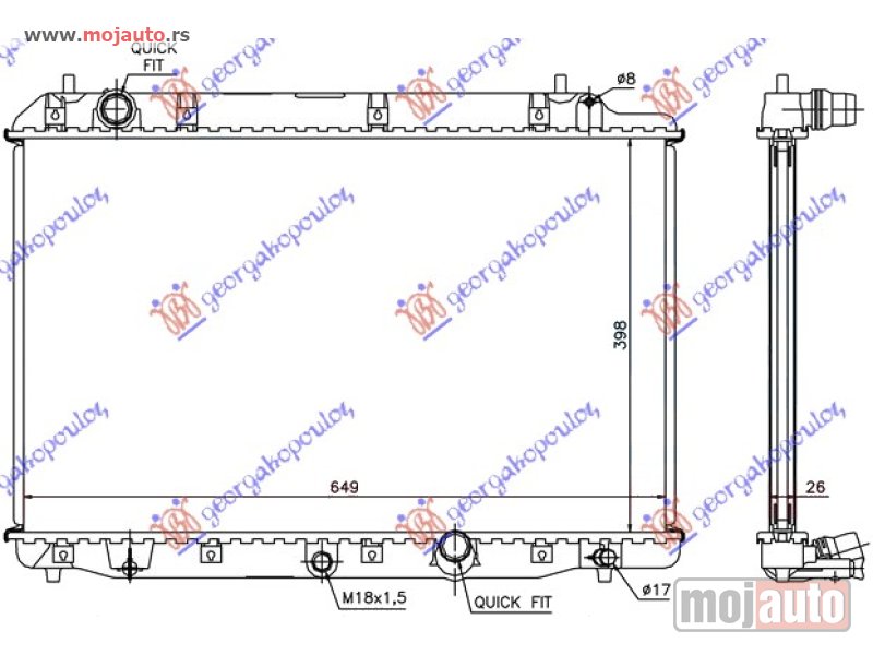 Glavna slika -  HLADNJAK MOTORA 2.2 CTDi (MAN) (39.5x65x26) Honda frv 06-11 -dostupno - MojAuto