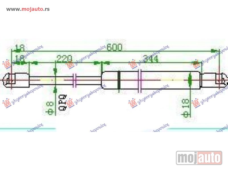 Glavna slika -  AMORTIZER GEPEK VRATA (600L-360N) Rover 200 96-99 -dostupno - MojAuto