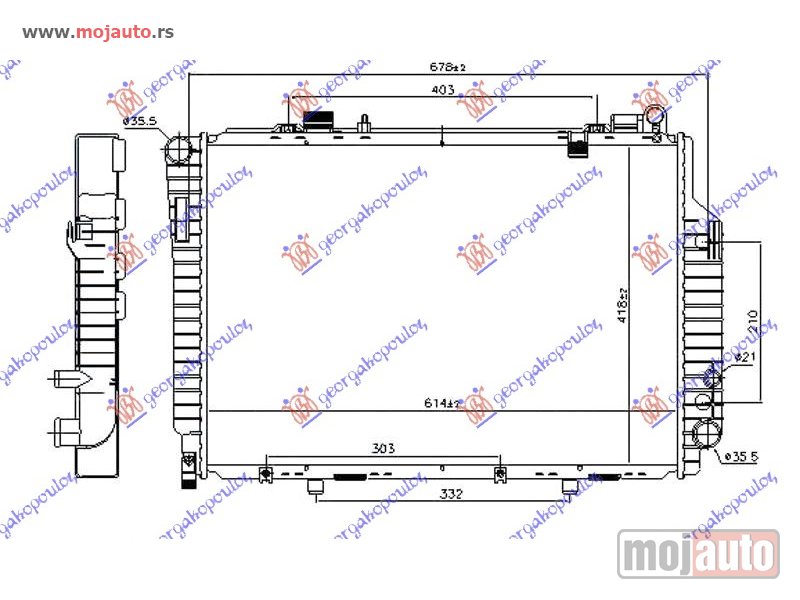 Glavna slika -  HLADNJAK MOTORA 2.5 CDi (61.5x42) Mercedes c class (w202) 93-99 -nedostupno - MojAuto