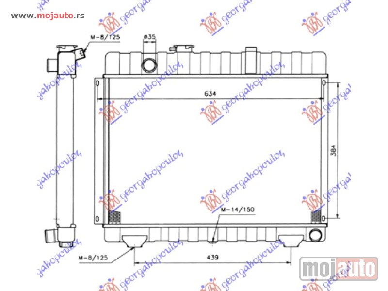 Glavna slika -  HLADNJAK MOTORA 2.4cc DIZEL (41x62) 76-86 Mercedes 207/307 77-95 -dostupno - MojAuto