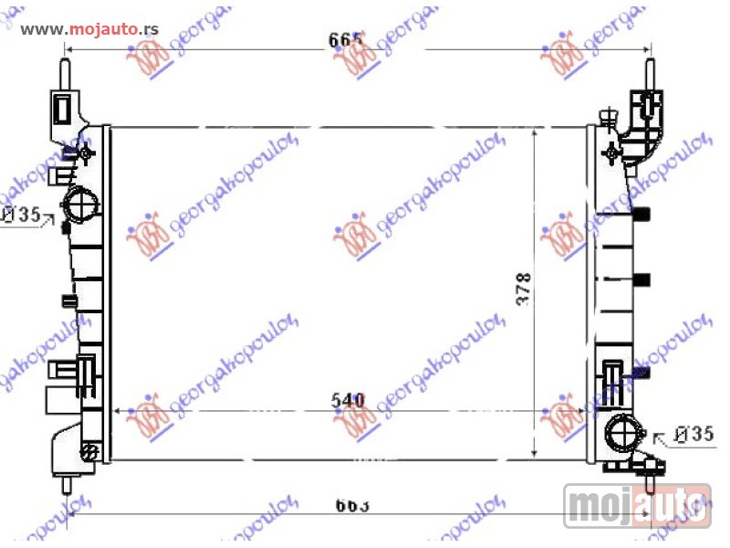 Glavna slika -  HLADNJAK MOTORA 1.4i 8V (+/-AC) (54x37.5x28) Fiat linea 07-13 -dostupno - MojAuto