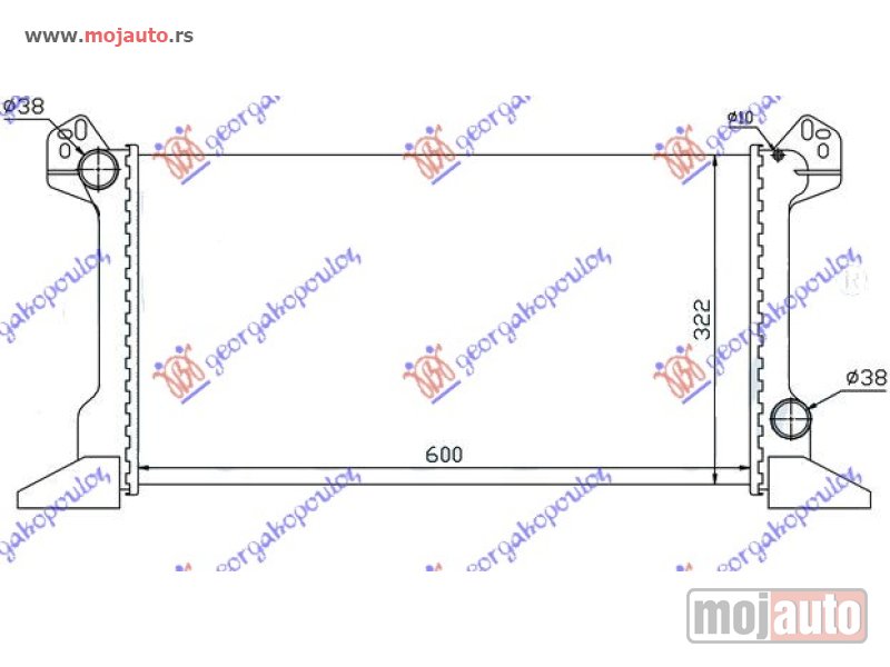 Glavna slika -  HLADNJAK MOTORA 2.0 BENZIN / 2.5cc DIZEL (60x33.5) Ford transit 92-95 -dostupno - MojAuto