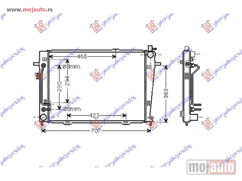 Glavna slika -  HLADNJAK MOTORA 2.0 CRDi (AUTO) (64x45.5x18) Hyundai tucson 04-10 -dostupno - MojAuto