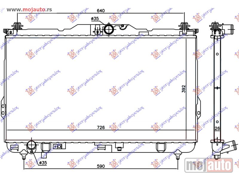 Glavna slika -  HLADNJAK MOTORA 2.0 CRDI (MAN) (+/-AC) (72.6x39.2) CEV 8mm Hyundai santa fe 00-05 -dostupno - MojAuto
