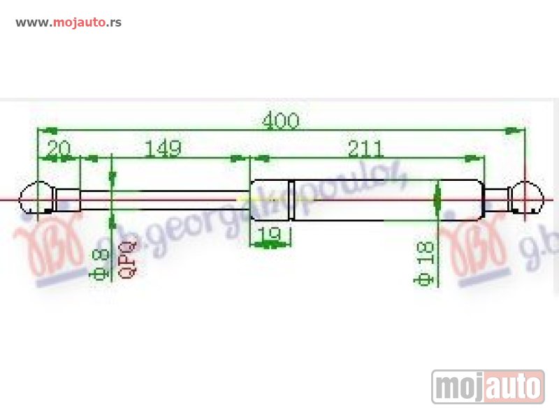 Glavna slika -  AMORTIZER HAUBE (400L-300N) Alfa romeo 156 03-05 -dostupno - MojAuto