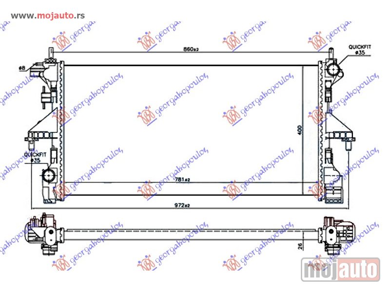 Glavna slika -  HLADNJAK MOTORA 2.3 JTD DIZEL (MAN) (+AC) (780x390) (MOTOR F1AE3481G) Citroen jumper 14- -dostupno - MojAuto