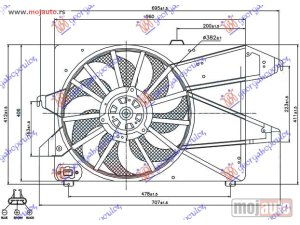 NOVI: delovi  VENTILATOR HLADNJAKA KOMPLET (1.8/2.0 BENZIN) 02-07 Ford mondeo 00-07 -dostupno