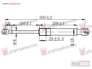 NOVI: delovi  AMORTIZER GEPEK VRATA 00- (500L-470N) Audi a3 96-03 -dostupno