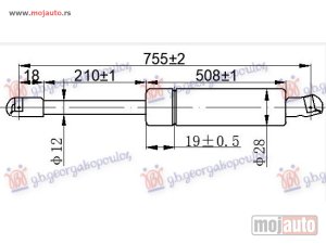 NOVI: delovi  AMORTIZER GEPEK VRATA (MULTIVAN) (755L-1130N) Vw transporter (t5) 03-10 -dostupno