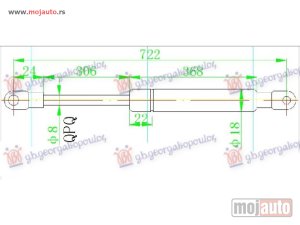 NOVI: delovi  AMORTIZER HAUBE (722L-310N) Audi a4 94-00 -dostupno