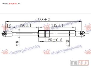Glavna slika - AMORTIZER HAUBE (538L-125N) Vw touareg 03-10 -dostupno - MojAuto