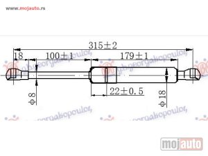 Glavna slika - AMORTIZER GEPEK STAKLA (315L-550N) Vw touareg 03-10 -dostupno - MojAuto