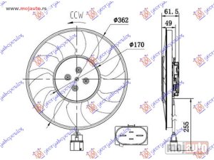 NOVI: delovi  VENTILATOR (MOTOR+ELISA) (2.0-3.0 TFSI BENZIN - 2.0-3.0 TDI DIZEL) (370mm) (400W) (4 PIN) DESNO Audi a5 19- -dostupno