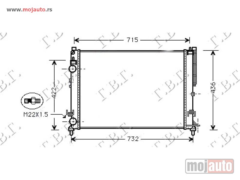 Glavna slika -  HLADNJAK MOTORA 1.6/2.0 / 1.9 DTI (MAN/AUTO) (+AC) (63.4x45) Renault espace 92-03 -nedostupno - MojAuto