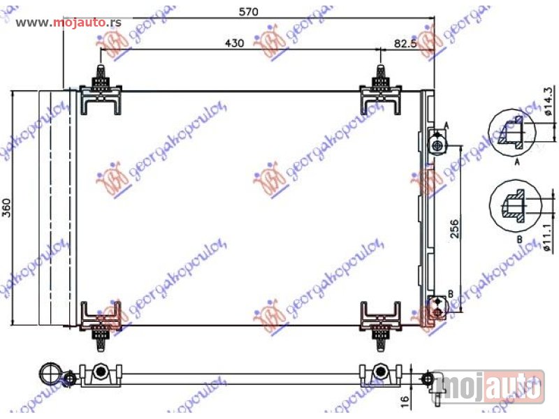 Glavna slika -  HLADNJAK KLIME BENZIN/DIZEL (570x360x16) Citroen berlingo 08-15 -dostupno - MojAuto
