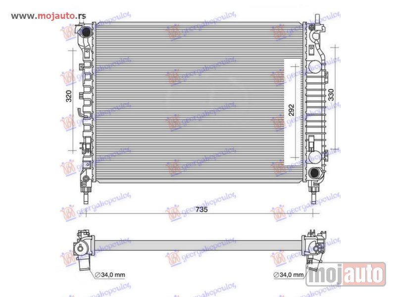 Glavna slika -  HLADNJAK MOTORA 2.2 TDCi DIZEL (MAN) (670x500x34) (KOYO) Chevrolet captiva 12- -dostupno - MojAuto