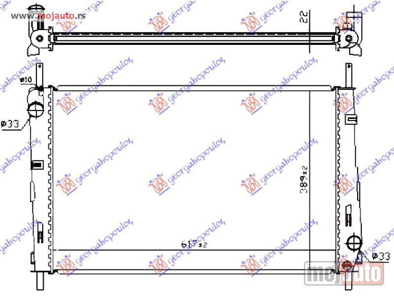 Glavna slika -  HLADNJAK MOTORA 1.8/2.0 BENZIN (MAN/AUTO) (+AC) (62x40.5) Ford mondeo 00-07 -dostupno - MojAuto