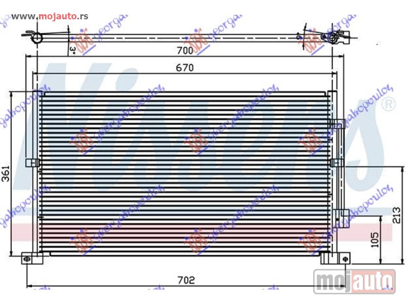 Glavna slika -  HLADNJAK KLIME ZA SVE MODELE BENZIN/DIZEL (670x361x16) -2002 Ford mondeo 00-07 -dostupno - MojAuto