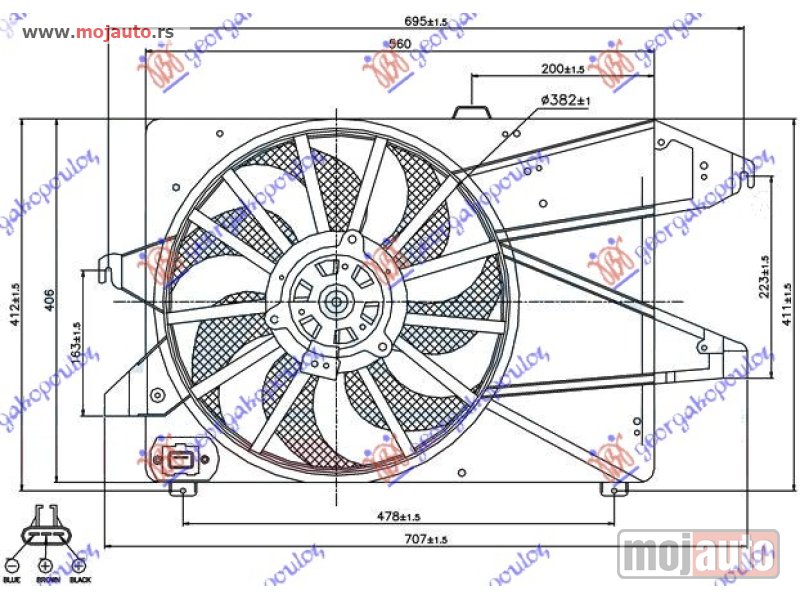 Glavna slika -  VENTILATOR HLADNJAKA KOMPLET (1.8/2.0 BENZIN) 02-07 Ford mondeo 00-07 -dostupno - MojAuto