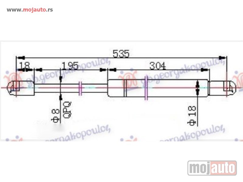 Glavna slika -  AMORTIZER GEPEK VRATA 5 VRATA (534.5L-520N) Ford mondeo 00-07 -dostupno - MojAuto