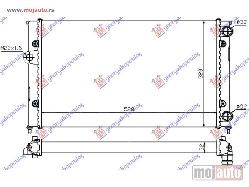Glavna slika -  HLADNJAK MOTORA 1.8i 8V (52.5x32) Vw golf iii 92-98 -dostupno - MojAuto