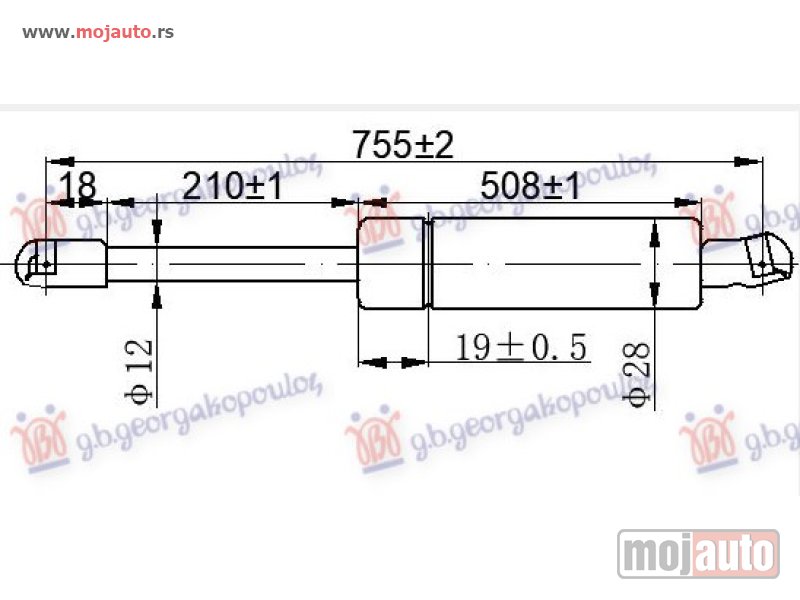 Glavna slika -  AMORTIZER GEPEK VRATA (MULTIVAN) (755L-1130N) Vw transporter (t5) 03-10 -dostupno - MojAuto