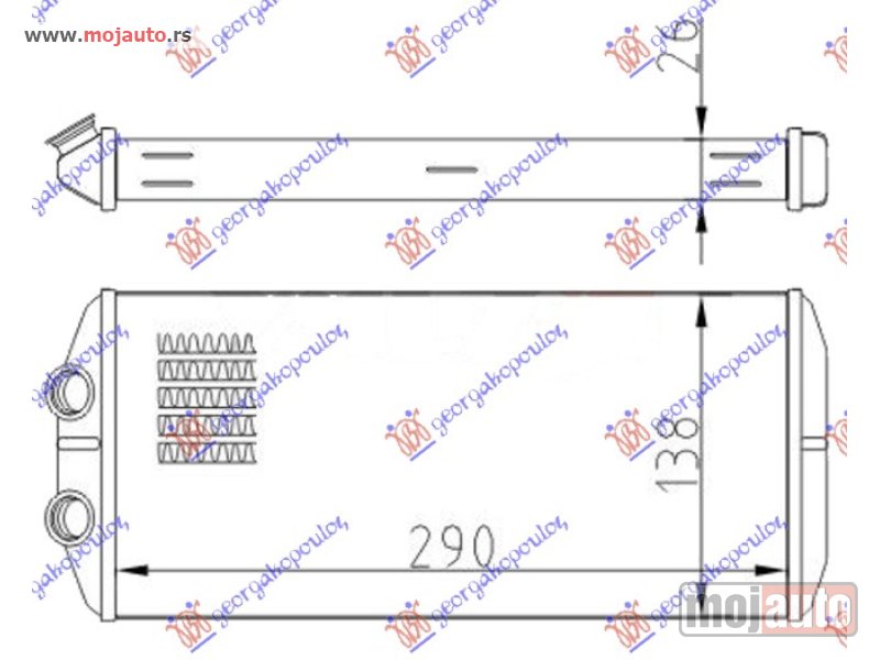 Glavna slika -  GREJAC KABINE (290x140x26) (TIP DENSO) Citroen c4 picasso 07-14 -dostupno - MojAuto
