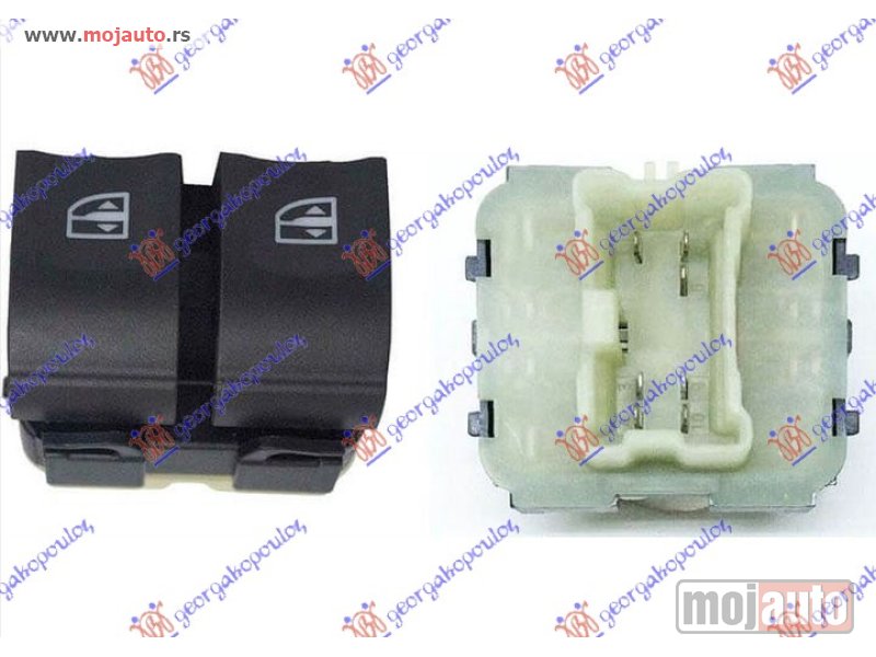 Glavna slika -  PREKIDAC U PREDNJIM VRATIMA (2 TASTERA) (LEVI AUTO) (PREDNJA VRATA) (BELI KONEKTOR) (7 PIN) Levo Dacia dokker 12- -dostupno - MojAuto