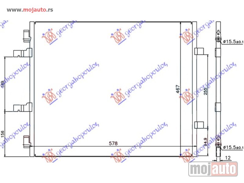 Glavna slika -  HLADNJAK KLIME 2.0 CDTi (550x460) CEV LEVO Opel vivaro 06-14 -dostupno - MojAuto