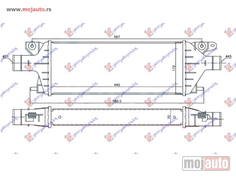 Glavna slika -  HLADNJAK INTERKULERA 2.0 JTD (440x172x55) Suzuki sx4 07-13 -nedostupno - MojAuto