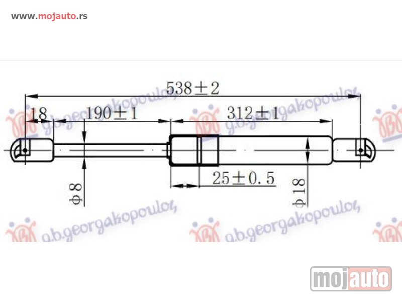 Glavna slika -  AMORTIZER HAUBE (538L-125N) Vw touareg 03-10 -dostupno - MojAuto