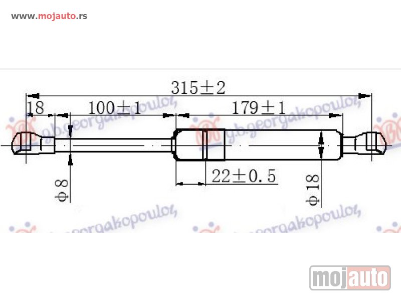 Glavna slika -  AMORTIZER GEPEK STAKLA (315L-550N) Vw touareg 03-10 -dostupno - MojAuto