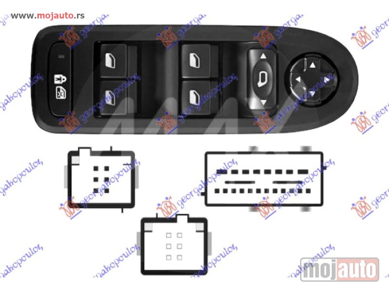 Glavna slika -  PREKIDAC U PREDNJIM VRATIMA (4 TASTERA) (26 PIN) Levo Citroen c5 08-16 -dostupno - MojAuto