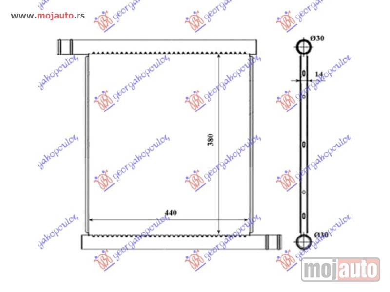Glavna slika -  HLADNJAK MOTORA ZA SVE MODELE (44x38) (MAHLE BEHR PREMIUM LINE) Smart fortwo 07-12 -dostupno - MojAuto