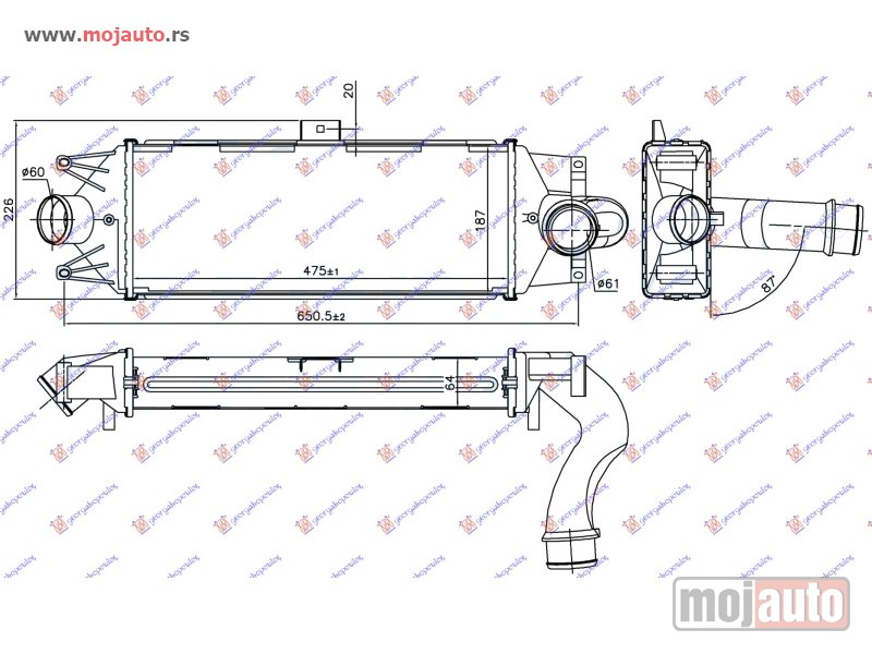 Glavna slika -  HLADNJAK INTERKULERA 2.8 TD (475x192x65) 09- Iveco daily 07-11 -dostupno - MojAuto