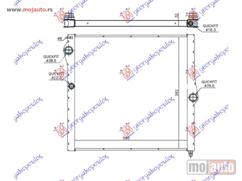 Glavna slika -  HLADNJAK MOTORA 4.4 ? BENZIN (AUTO) (58.5x58.2x3.2) Bmw x6 (e71) 08-14 -dostupno - MojAuto
