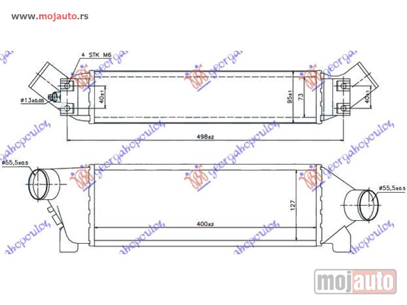 Glavna slika -  HLADNJAK INTERKULERA 2.0 TDi (40x12.7x7.3) 02-06 Ford transit 00-06 -dostupno - MojAuto