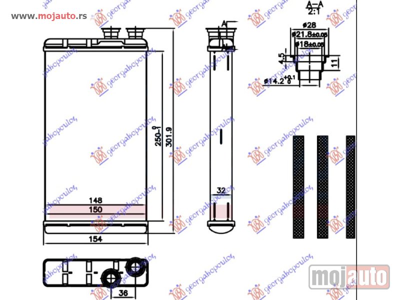 Glavna slika -  GREJAC KABINE (250x150x32) Audi a8 21- -dostupno - MojAuto