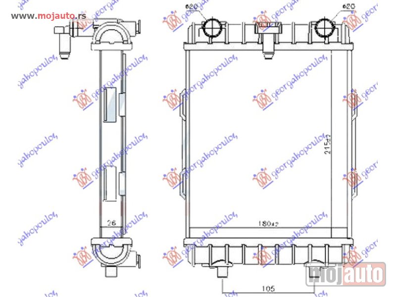 Glavna slika -  HLADNJAK MOTORA DODATNI 2.0 TFSi S3 BENZIN (215x180x26) Audi a3 20- -dostupno - MojAuto