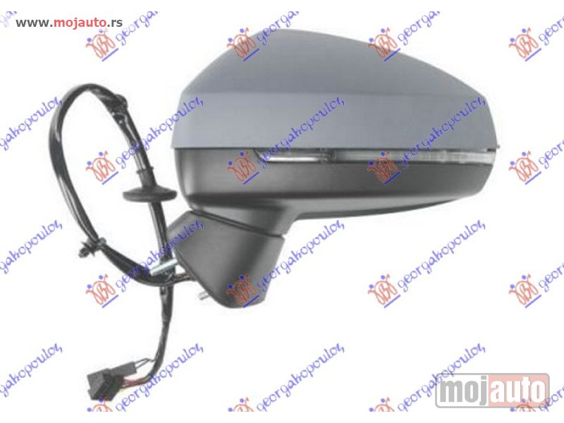 Glavna slika -  RETROVIZOR ELEKTRICNI SA GREJACEM PM (MIGAVAC) (MRTAV UGAO) (ASFERICNO STAKLO) Levo Audi a3 3d/sportback 12-16 -dostupno - MojAuto