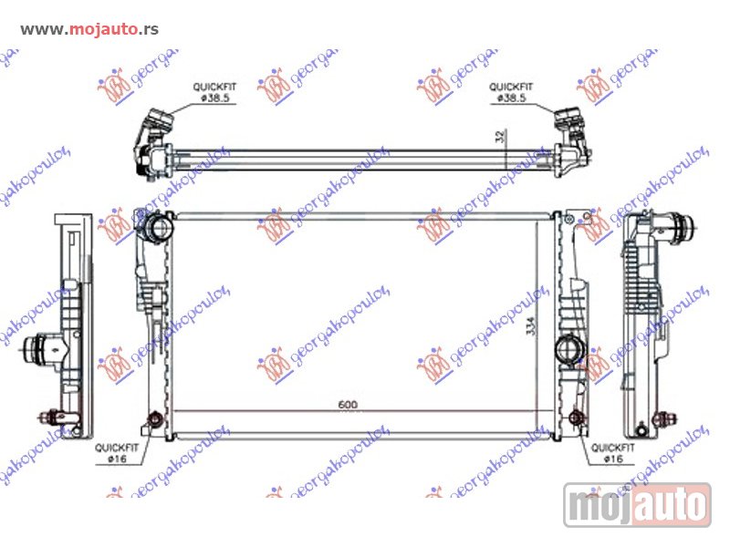 Glavna slika -  HLADNJAK MOTORA 1.5/2.0-3.0 (118i/125i N20 135) BENZIN (AUTO) (600x334x32) Bmw series 1 (f21/20) 3/5d 11-15 -dostupno - MojAuto