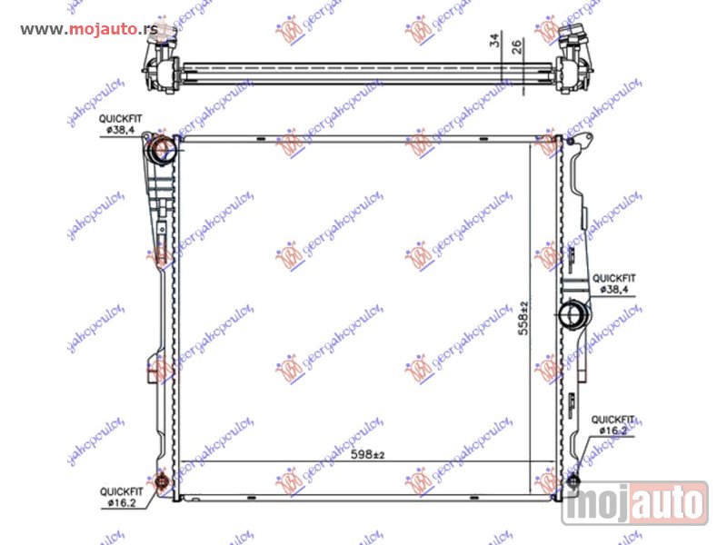 Glavna slika -  HLADNJAK MOTORA 3.0 (28iX KIN N52B30) BENZIN (AUTO) (600x560x26) Bmw x3 (f25) 11-14 -dostupno - MojAuto