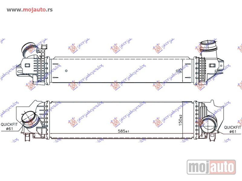 Glavna slika -  HLADNJAK INTERKULERA SVI DIZEL - 2.0 (220i) BENZIN (585x150x95) Bmw series 1 (f40) 19- -dostupno - MojAuto