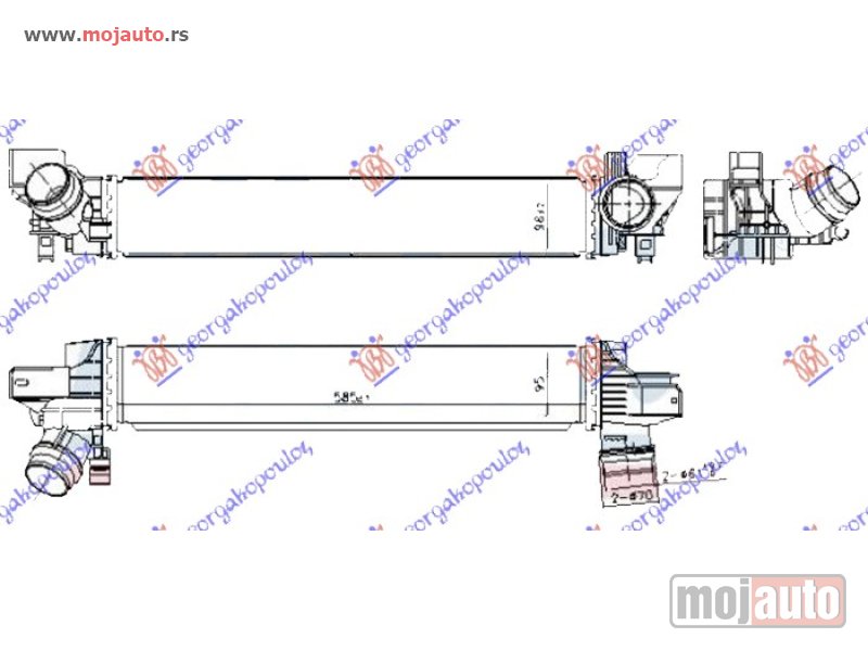 Glavna slika -  HLADNJAK INTERKULERA 1.5 (225xe HIBRID) BENZIN (585x95x98) (VALEO) Bmw x1 (f48) 19-22 -dostupno - MojAuto