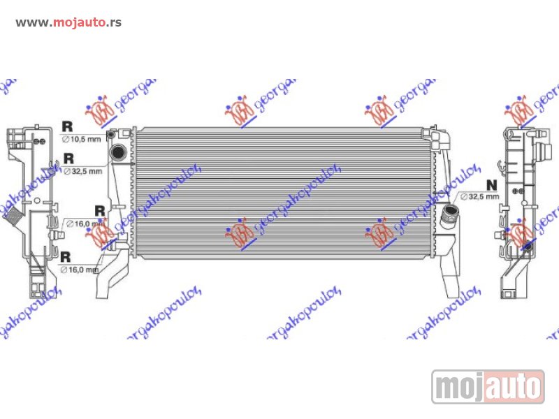 Glavna slika -  HLADNJAK MOTORA 2.0 BENZIN (AUTO) (677x298) (2 CEVI) Bmw x1 (f48) 19-22 -dostupno - MojAuto