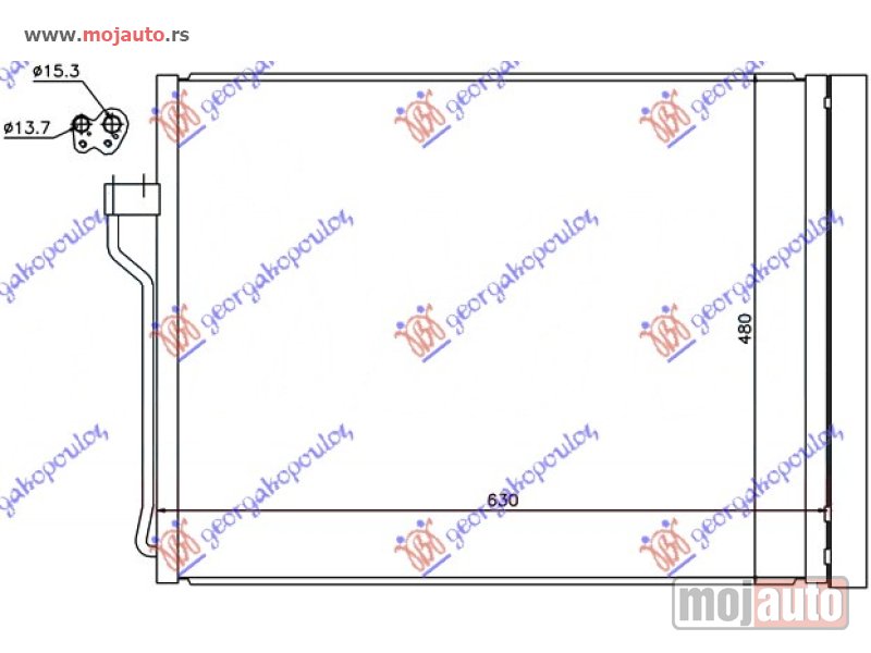 Glavna slika -  HLADNJAK KLIME BENZIN (& GT/F07) (59.5x48) (VALEO TIP) Bmw series 5 (f10/11) 10-13 -dostupno - MojAuto