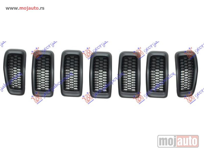 Glavna slika -  PVC MASKA KOMPLET CRNA (SREBRNI OKVIR) (SET 7 DELOVA) Jeep cherokee (kl) 19- -dostupno - MojAuto